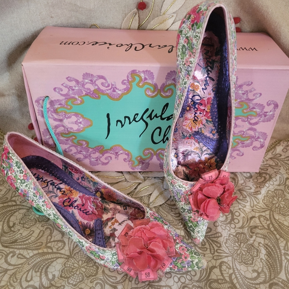 **VINTAGE** Irregular Choice Pink Floral Kitty Heels